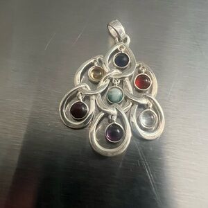 Lenox Sterling Silver Multi Stone Chandelier Pendant